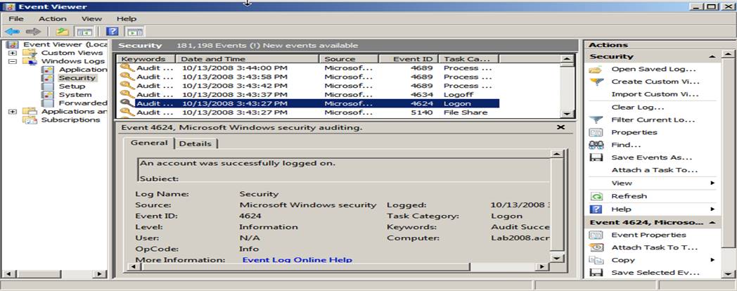 Windows Security Log Quick Reference Chart